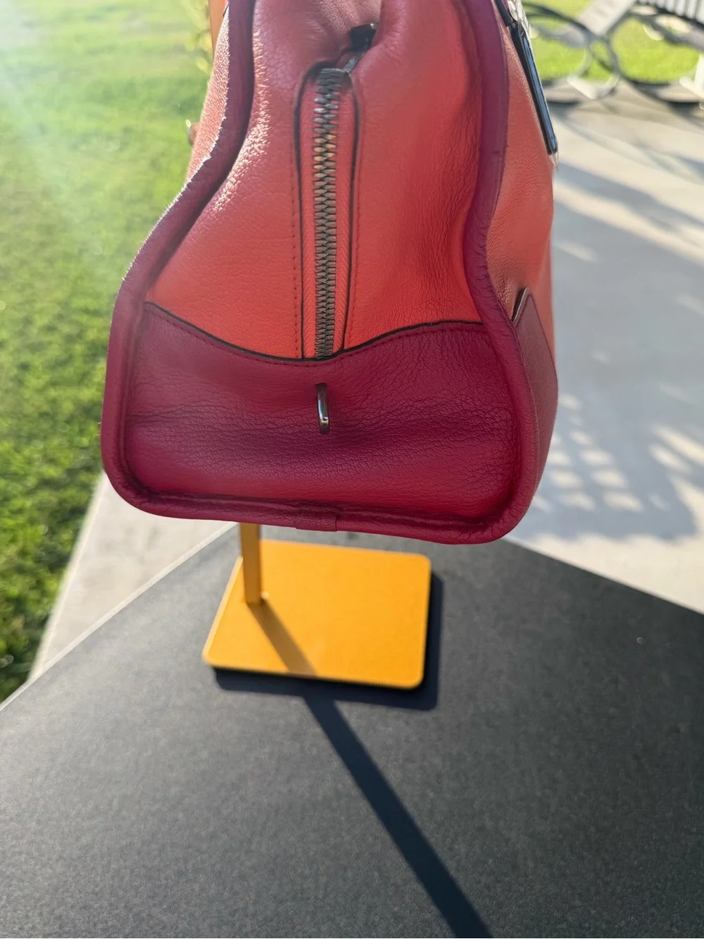 Loewe Two-Tone Pink and Orange Leather Satchel